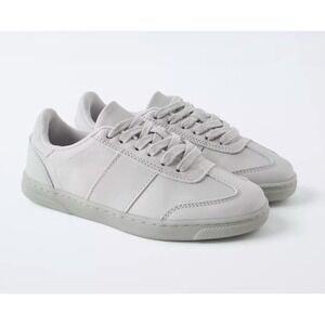 ZARA Kids Light Gray Leather Lace Up Sneakers Size 12 US